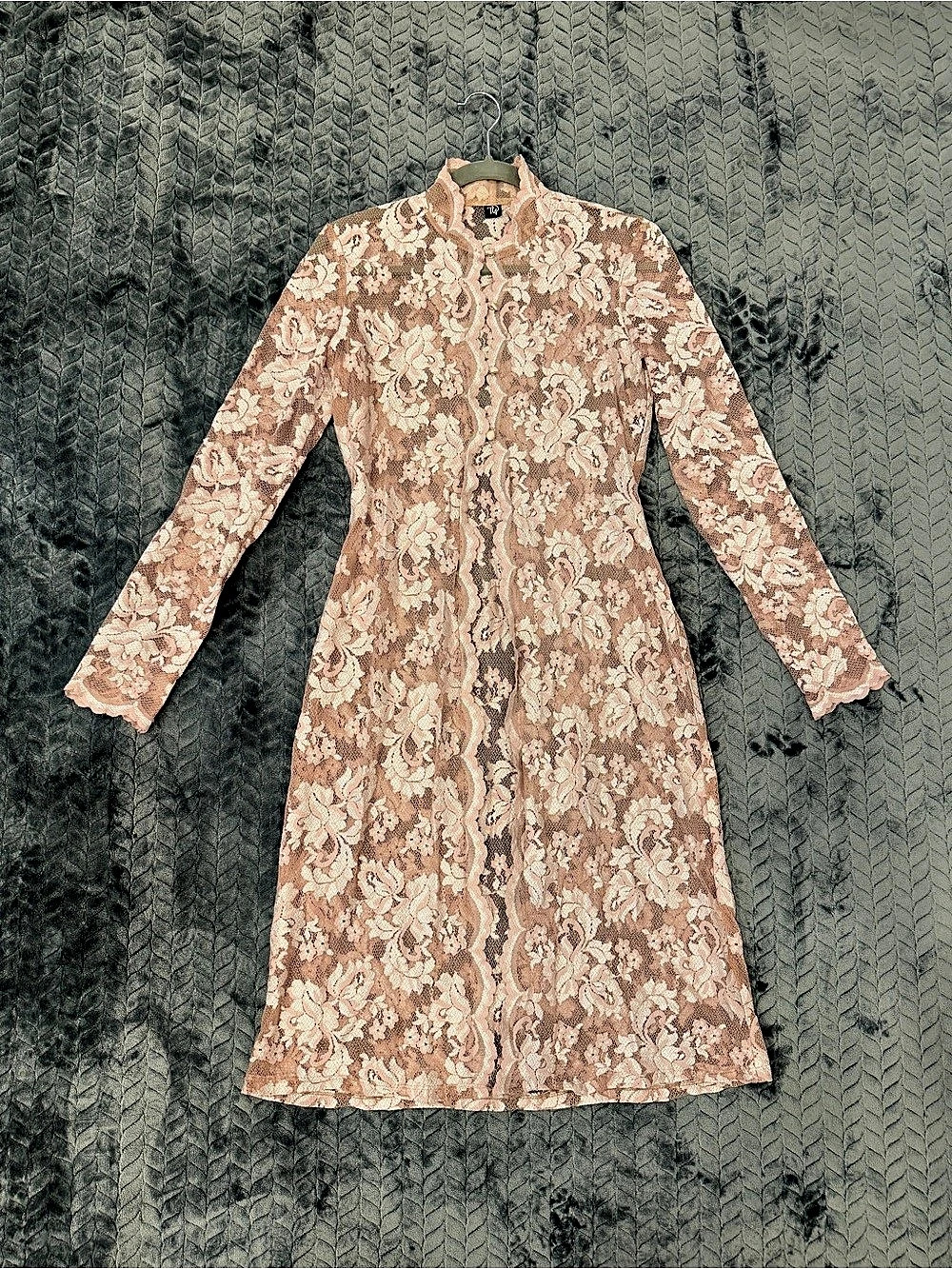 TD4 by Electra Vintage Pink Floral Lace Mock Neck Duster Jacket Cardigan - Small